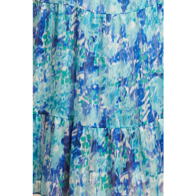 Smashed Lemon 24408 blauwe satijnen maxi jurk met abstracte print en 24408-000-650 large