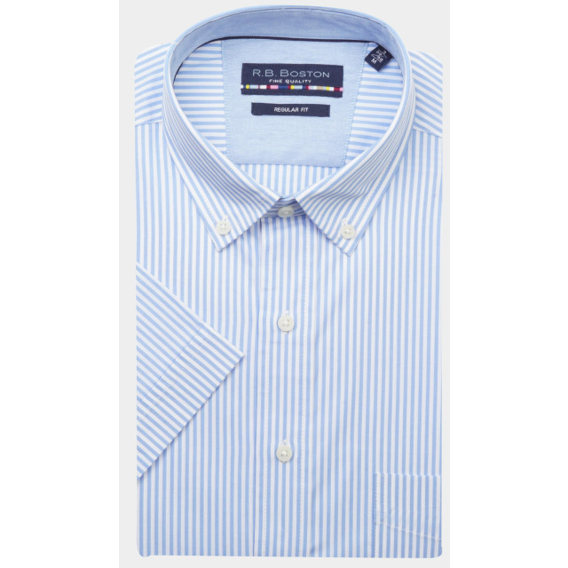Bos Bright Blue R.b. boston casual hemd korte mouw regular fit 416670/66 178539 large