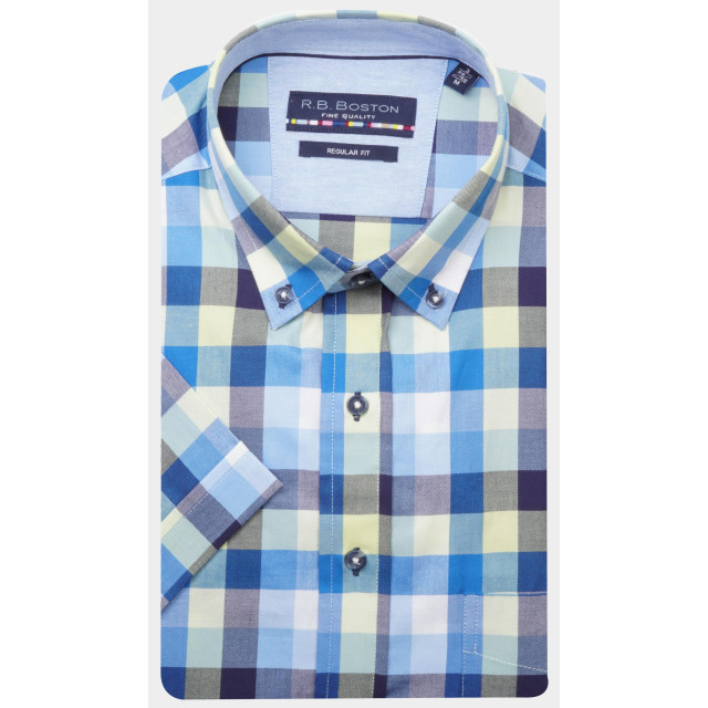 Bos Bright Blue R.b. boston casual hemd korte mouw regular fit 416670/73 178528 large