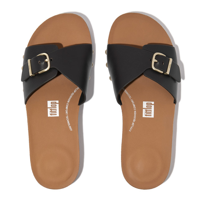 FitFlop Iqushion adjustable buckle leather slides HF1 large