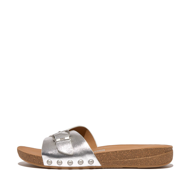 FitFlop Iqushion adjustable buckle metallic-leather slides HT2 large