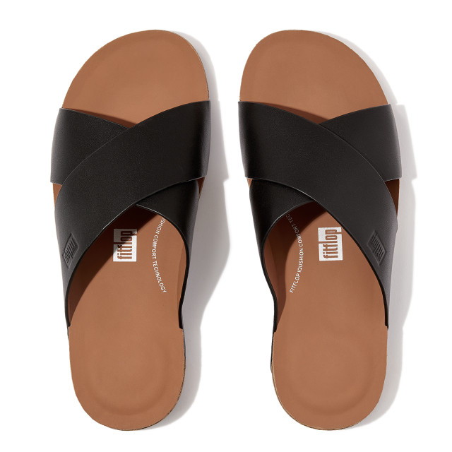 FitFlop Iqushion men's leather cross slides GZ7 large