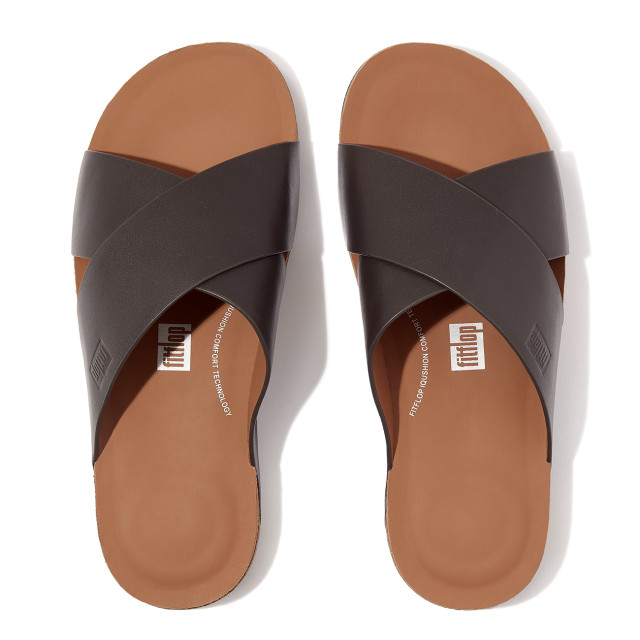 FitFlop Iqushion men's leather cross slides GZ7 large