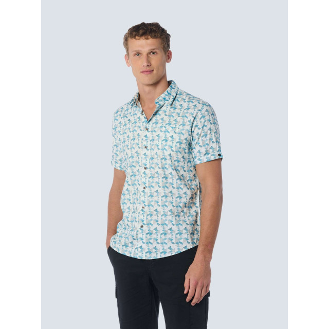 No Excess Overhemd korte mouw met print allover aqua 23440340-036 large