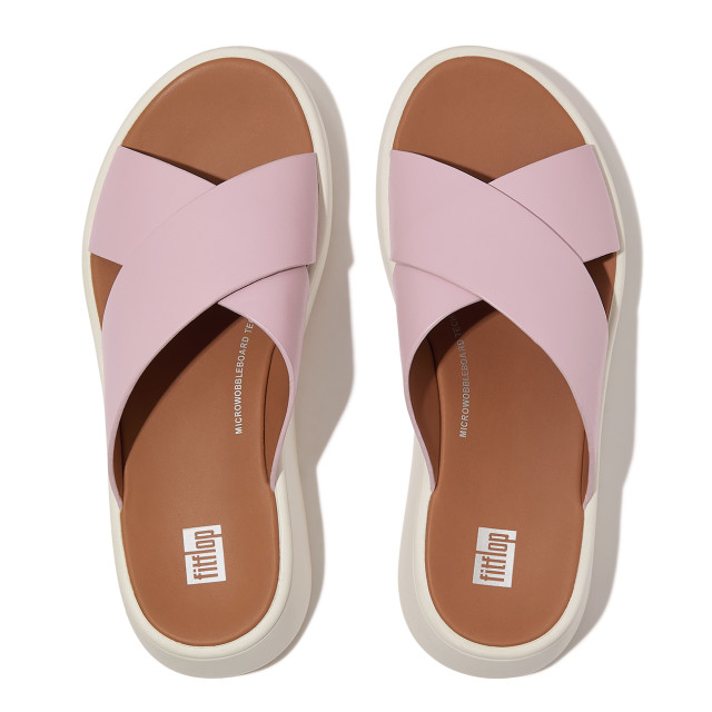 FitFlop F-mode leather flatform cross slides FW5 large