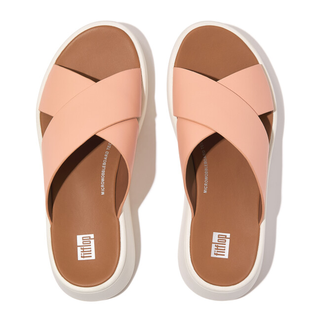 FitFlop F-mode leather flatform cross slides FW5 large
