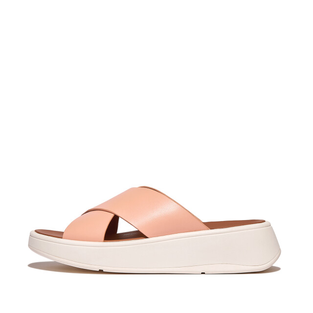 FitFlop F-mode leather flatform cross slides FW5 large