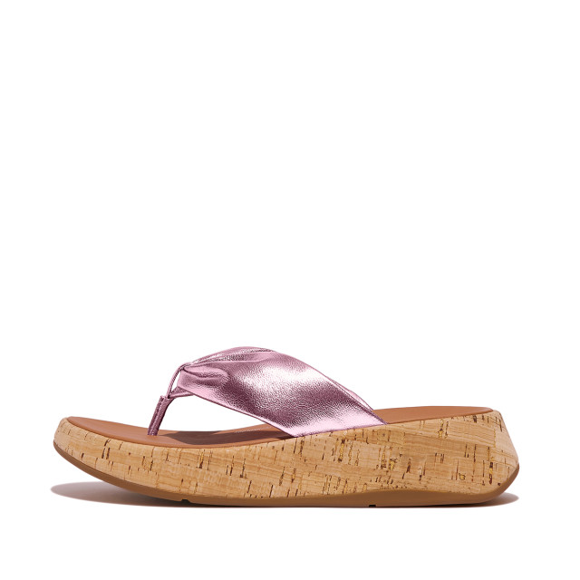 FitFlop F-mode leather-twist flatform toe-thongs (cork) HN3 large