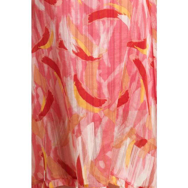 Smashed Lemon 24409 roze chiffon zomerjurk met abstracte schilderprint 24409-998-3XL large