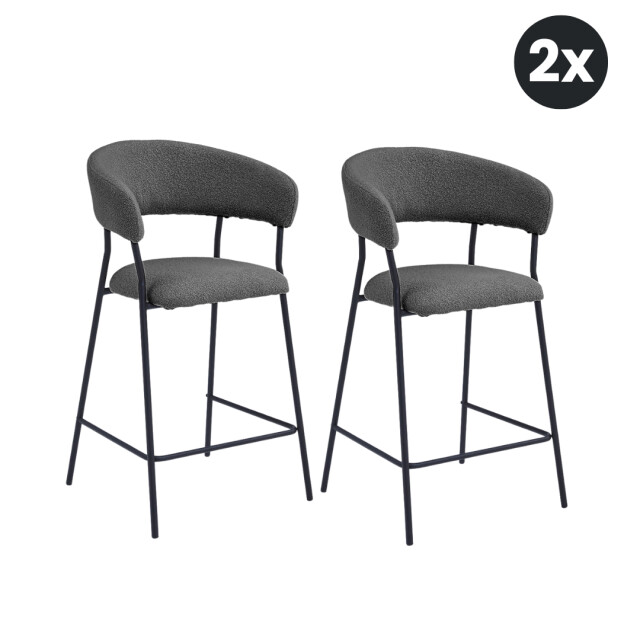 Multifurn 2x barkruk ava bouclé antraciet (set van 2) 2878698 large