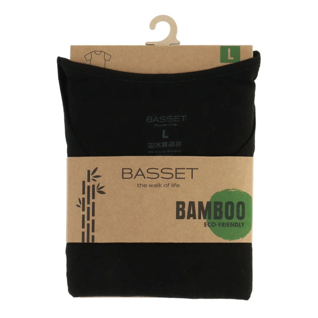 Basset Dames/heren bamboe t-shirt ronde hals 31060-Zwart large