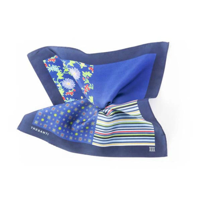 Tresanti Yanis i zijden kleurrijke pochet blauw | TMHACF078C-805 large