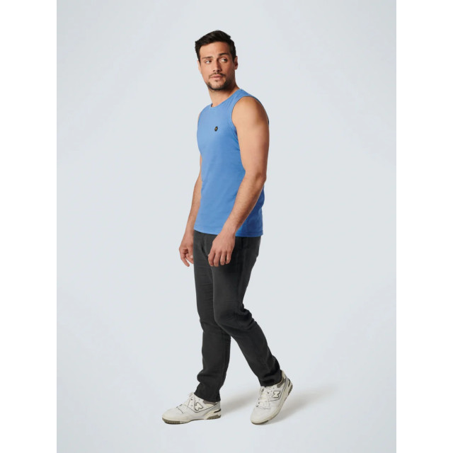 No Excess Heren singlet 20340417 137 washed blue No Excess Shirt 20340417 137 Washed Blue large