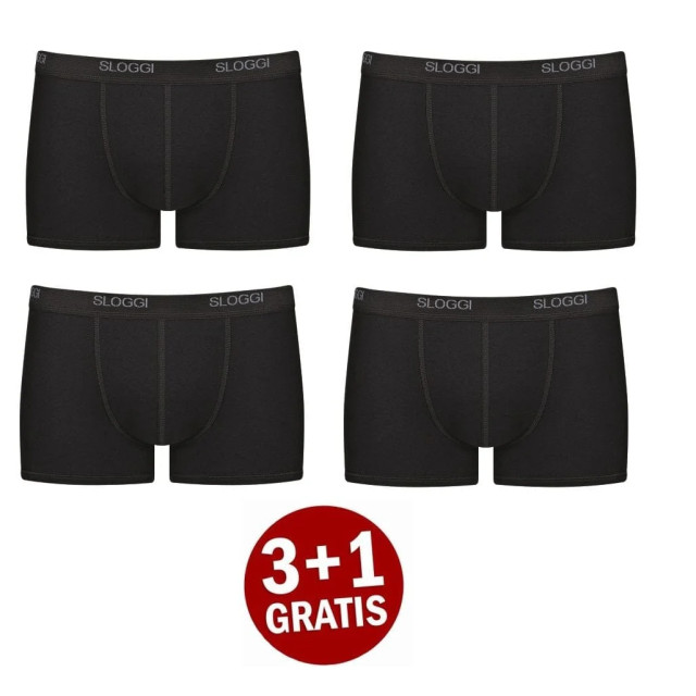 Sloggi Basic short 4-pack zwart Sloggi Men Basic Short 4 pack 10020415 0004 zwart large