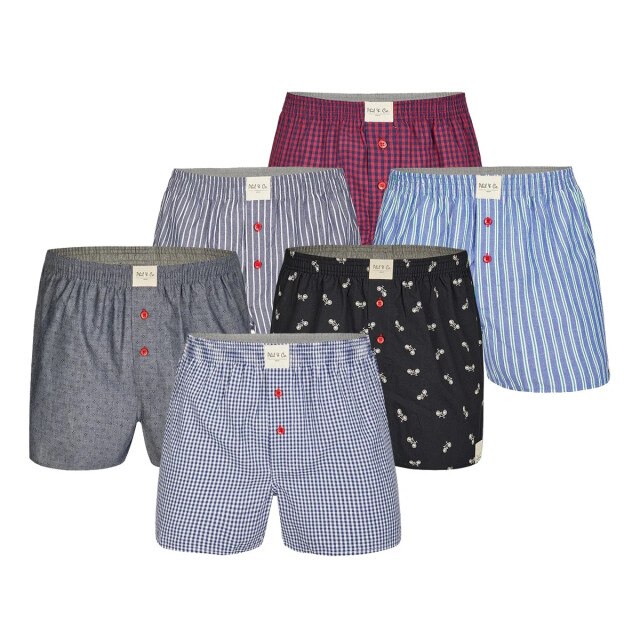 Phil & Co 6-pack geweven wijde boxershorts heren multipack 6-pack PH-156/197/198 large