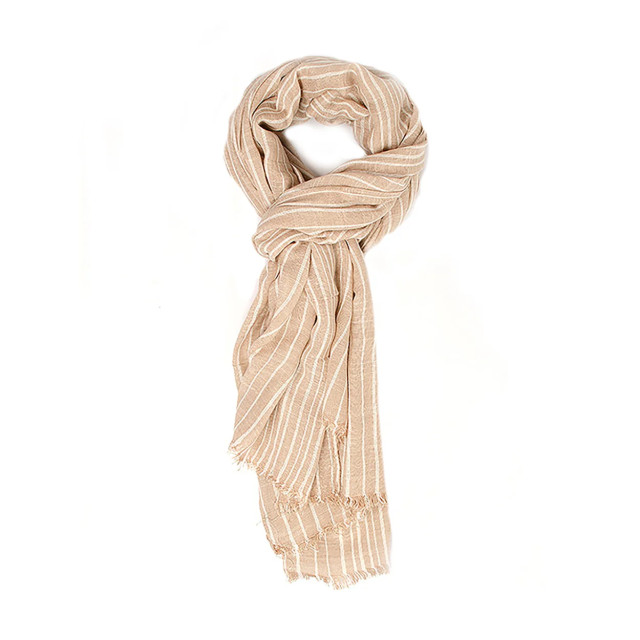 Tresanti Cario | scarf with irregular stripes | taupe TRSCIA200-205 large