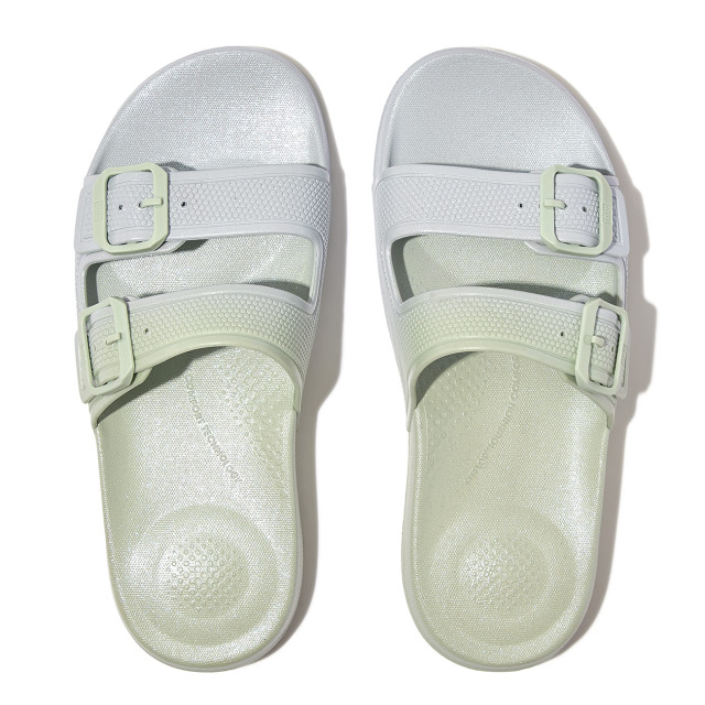 FitFlop Iqushion iridescent two-bar buckle slides HM1 large