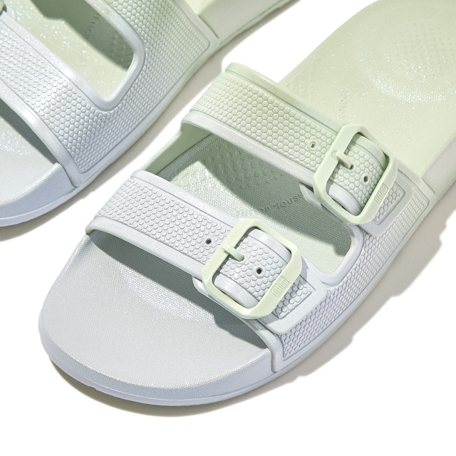 FitFlop Iqushion iridescent two-bar buckle slides HM1 large