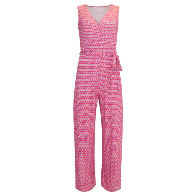 Smashed Lemon 24444 roze retro grafische print jumpsuit wijde pijpen 24444-998-3XL large