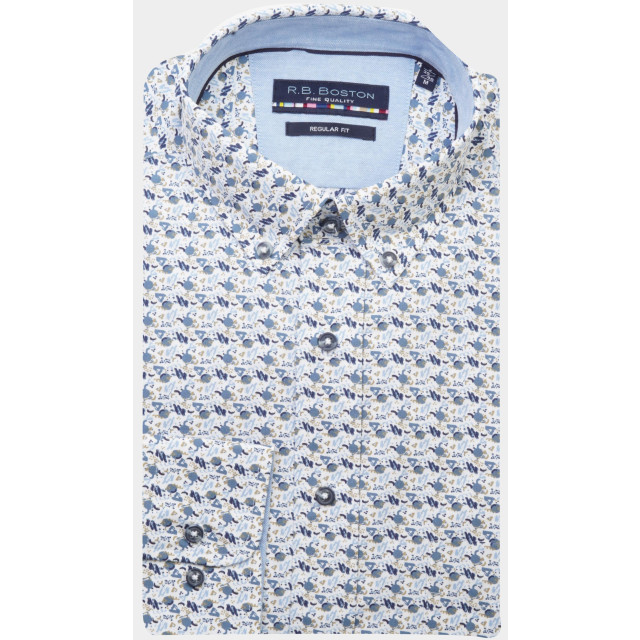 Bos Bright Blue R.b. boston casual hemd lange mouw franklin ls button down 327670/612 180474 large