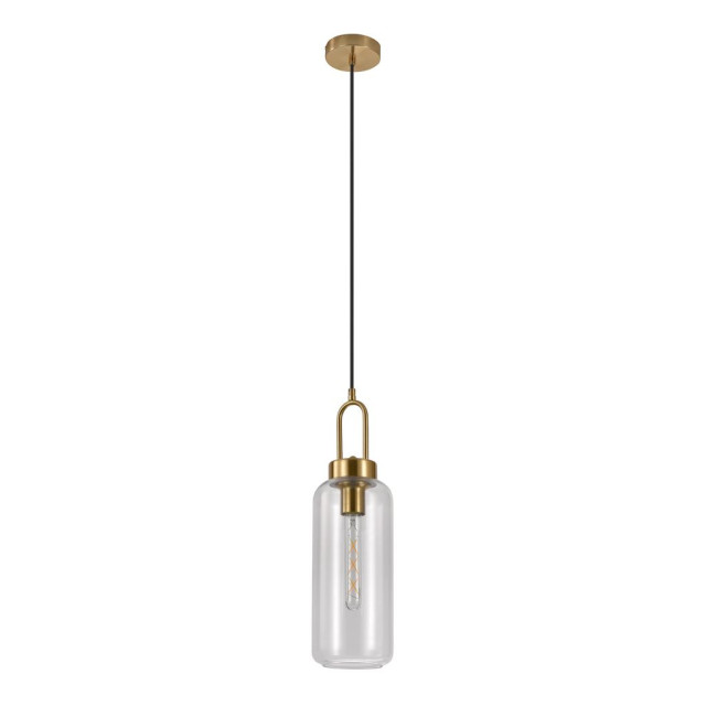 House Nordic Luton pendant pendant in cylinder shaped clear glass and brass socket, 150 cm fabric cord 150 cm fabric cord bulb: e27/40w 2814421 large