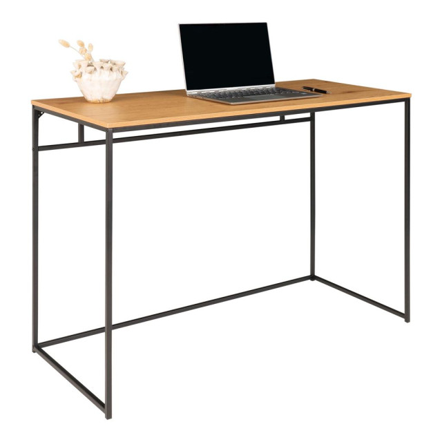 House Nordic Vita desk desk with black frame and oak look top 100x45x75 cm 2814069 large