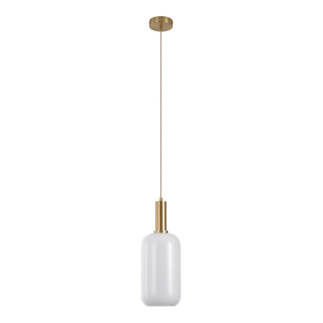 House Nordic Chelsea pendant pendant in cylinder shaped white glass and brass socket, 150 cm fabric cord 150 cm fabric cord bulb: e27/40w 2814058 large