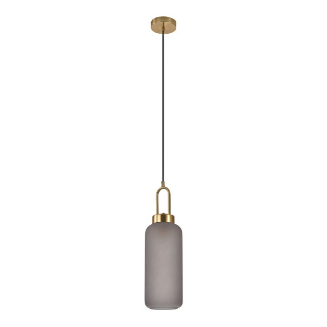 House Nordic Luton pendant pendant in cylinder shaped mat smokey glass and brass socket, 150 cm fabric cord 150 cm fabric cord bulb: e27/40w 2814470 large