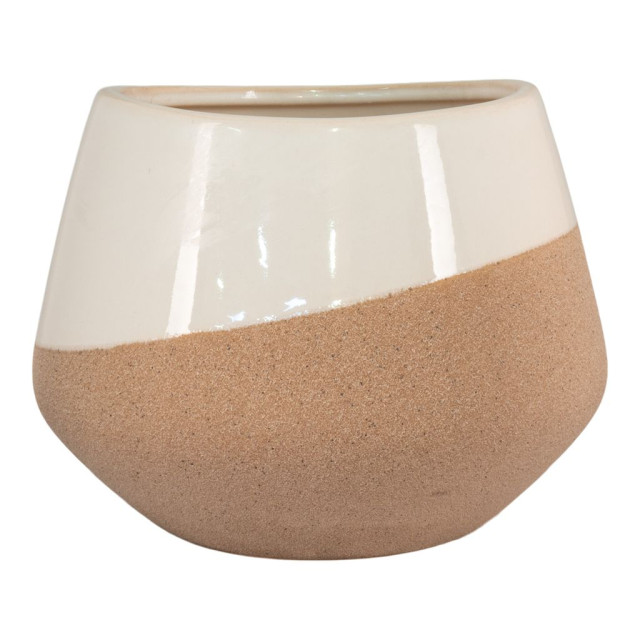 House Nordic Flower pot flower pot in ceramic, beige/brown, round, Ø20,5x15 cm 2814087 large
