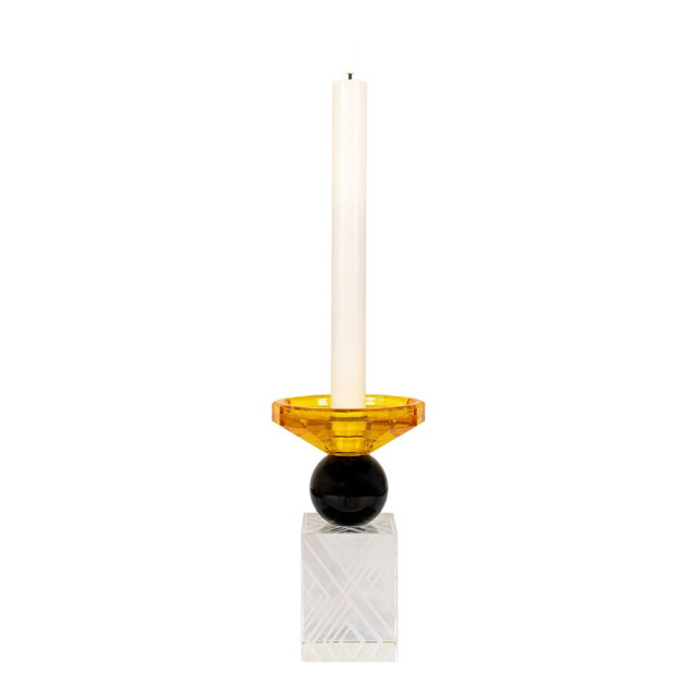 House Nordic Candle holder candle holder in black/amber/clear glass Ã˜9,5x15 cm 2814046 large