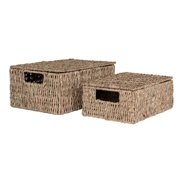 House Nordic Venoso baskets rectangular baskets with lid in seagrass, set of 2 2814086 large
