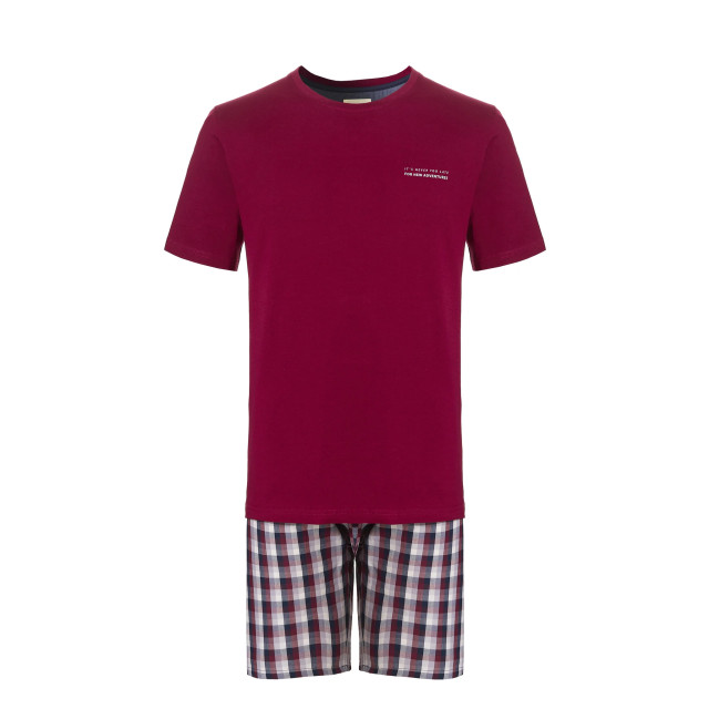 Phil & Co Heren shortama korte pyjama katoen rood PH-332-02 large