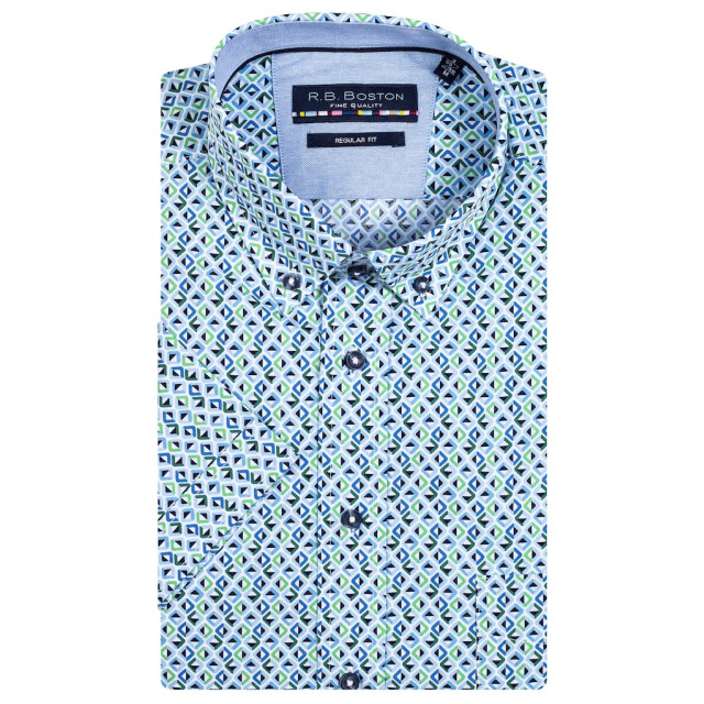 Bos Bright Blue R.b. boston casual hemd korte mouw korte mouw shirt regular fit 316670/731 172661 large