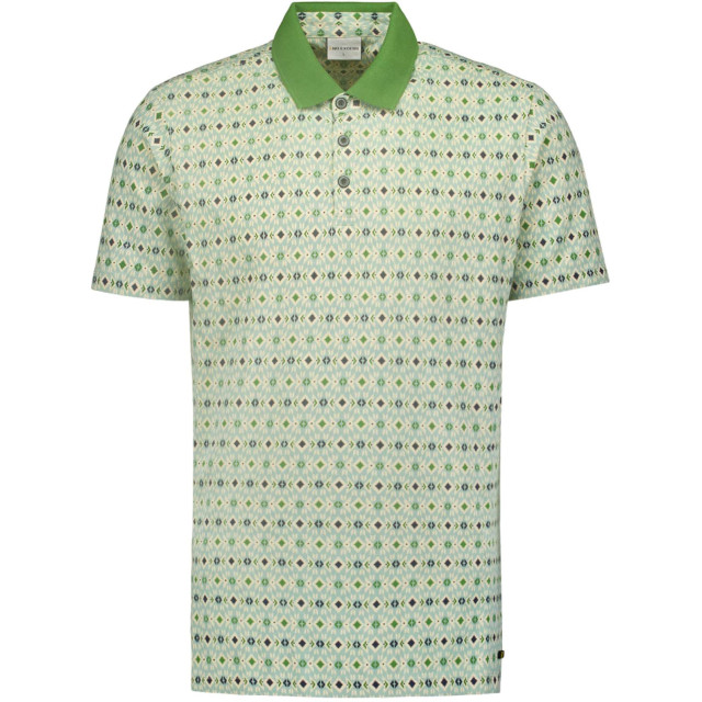 No Excess Polo korte mouw print allover pique stretch mint 23380333-058 large