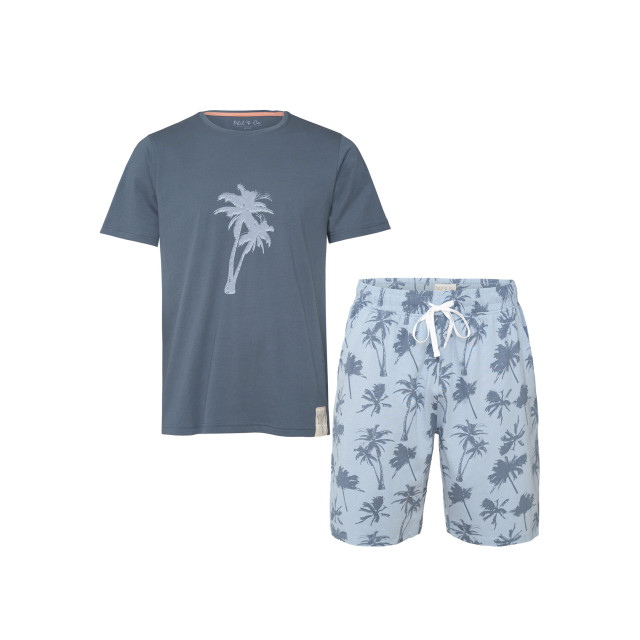 Phil & Co Heren shortama korte pyjama katoen palm print donker PH-351-02 large