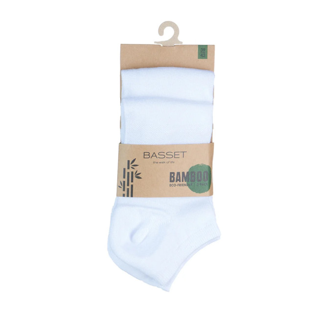 Basset Dames/heren bamboe sneaker sokken 2-pack 31010-Wit large