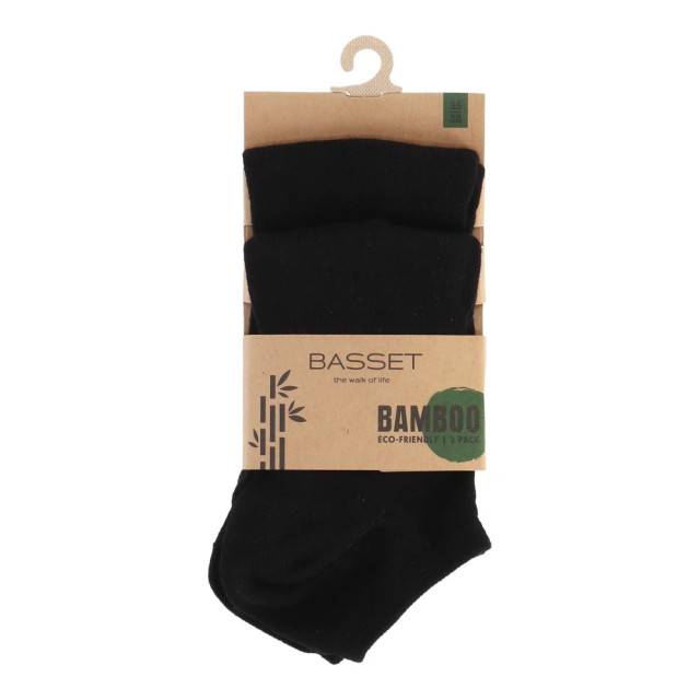 Basset Dames/heren bamboe sneaker sokken 2-pack 31010-Zwart large