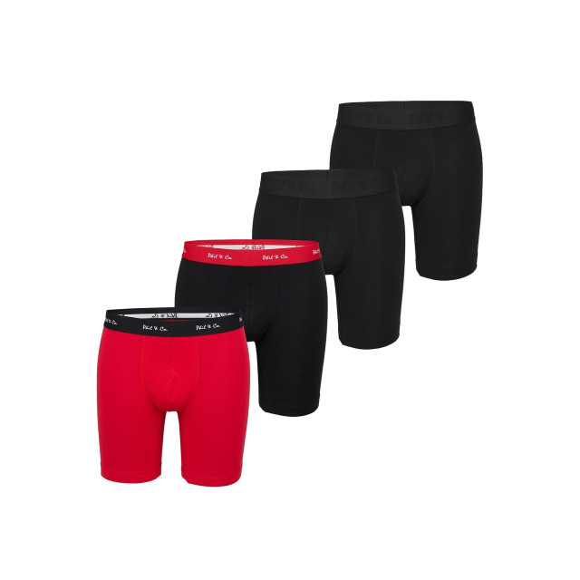 Phil & Co Boxershorts heren met lange pijpen boxer briefs 4-pack rood / zwart PH-LB-ON-10 large