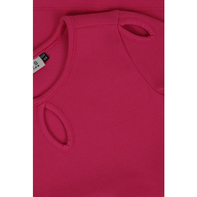 Looxs Revolution Fluo pink rib t-shirt keyholes voor meisjes in de kleur 2311-5433-223 large