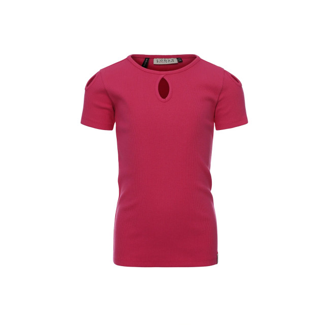 Looxs Revolution Fluo pink rib t-shirt keyholes voor meisjes in de kleur 2311-5433-223 large