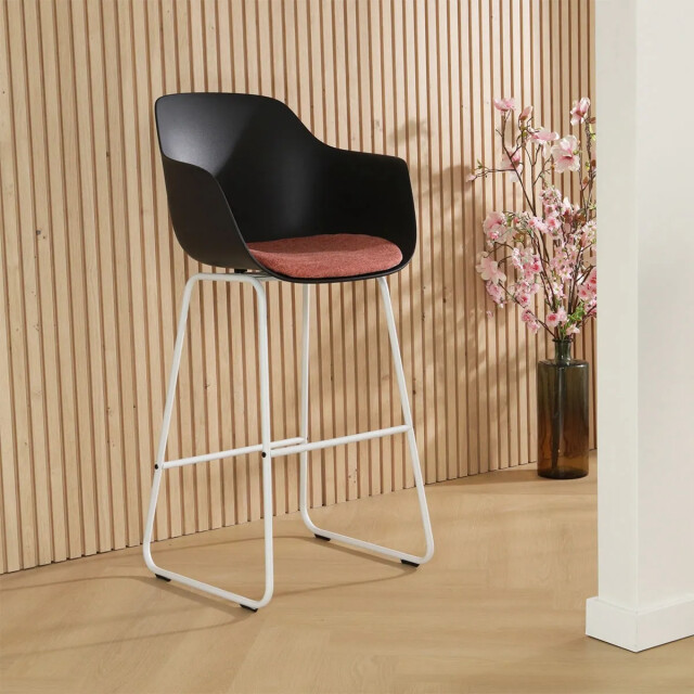 Nolon Nino-liz barkruk met terracotta rood zitkussen wit onderstel 65 cm 2027428 large