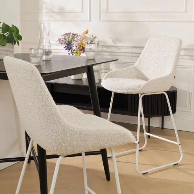 Nolon Nino-isa barkruk bouclé wit onderstel 65 cm set van 2 2831595 large