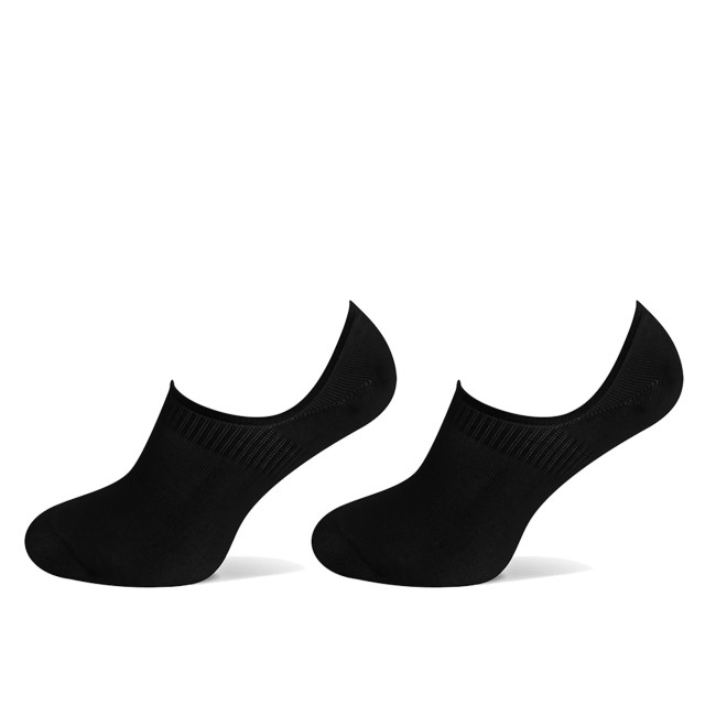 Basset Dames/heren bamboe sokken invisible footie 2-pack 31000-Zwart large
