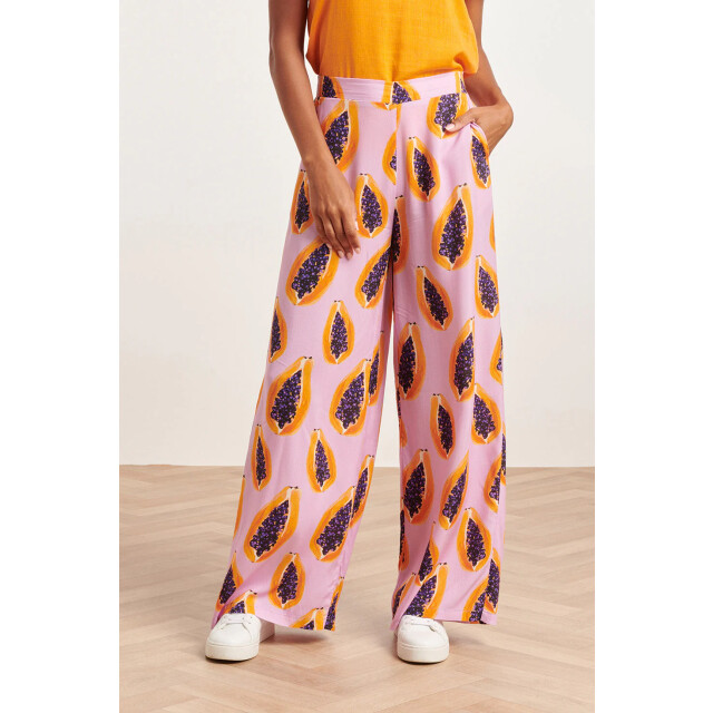 Smashed Lemon 24326 lilae papaya print flowy broek | 24326-300-998 large
