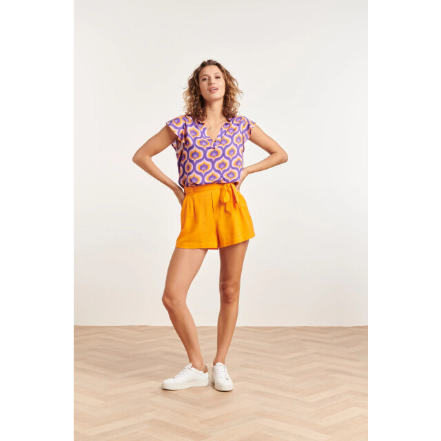 Smashed Lemon 24338 v-hals retro bedrukte top | 24338-380-998 large