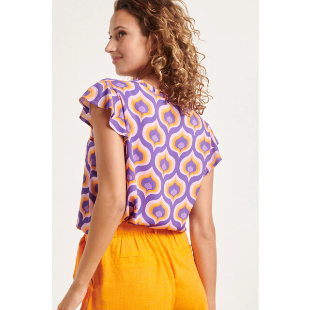 Smashed Lemon 24338 v-hals retro bedrukte top | 24338-380-998 large