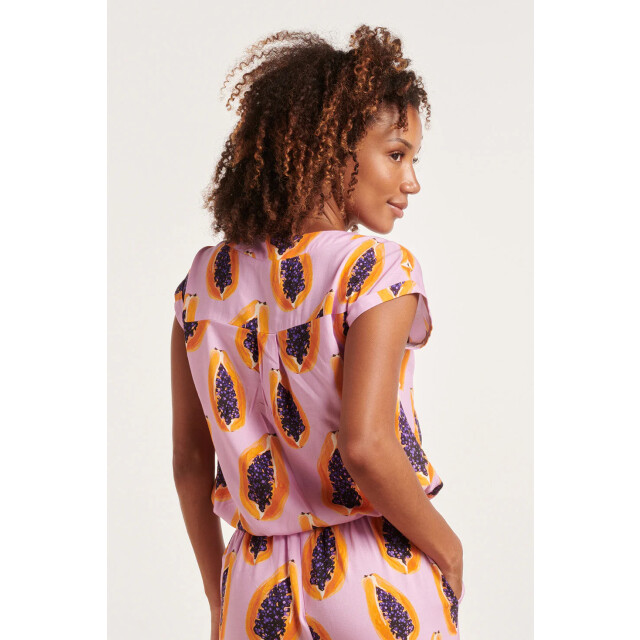 Smashed Lemon 24328 lilae papaya print top | 24328-300-998 large