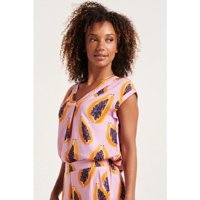 Smashed Lemon 24328 lilae papaya print top | 24328-300-998 large