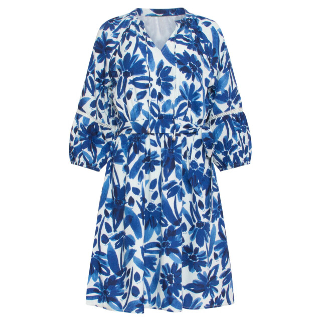 Smashed Lemon 24377 dames jurk wit en blauw met bloemenprint en 24377-000-625 large