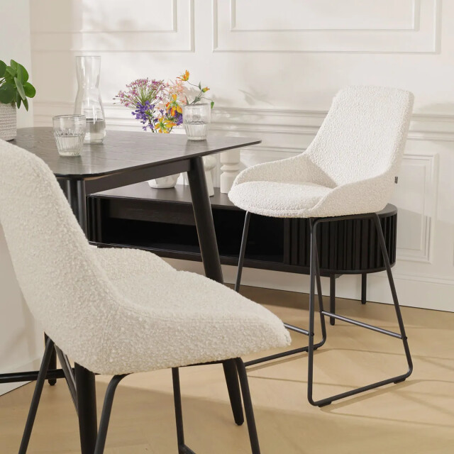 Nolon Nino-isa barkruk bouclé zwart onderstel 75 cm set van 2 2831604 large